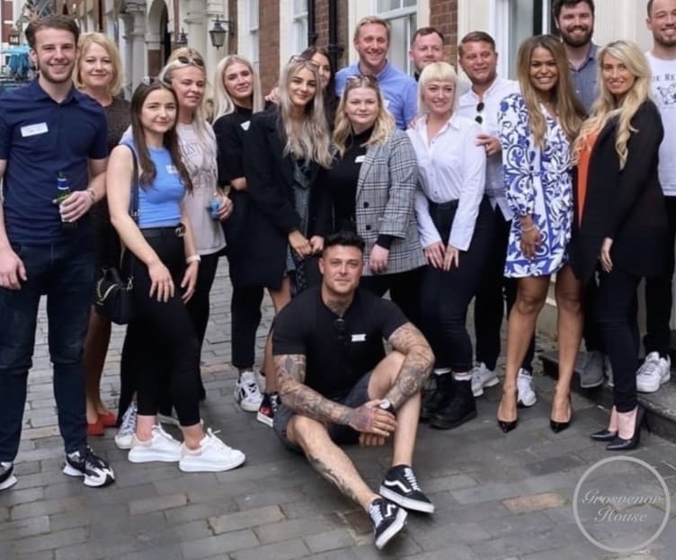 team outside grosvenor house at the apprentice themed event