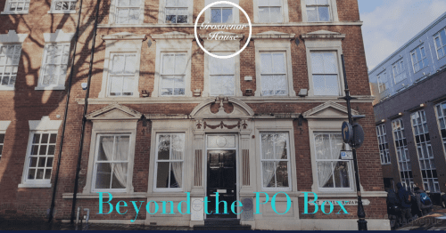Heading image for Beyond the PO Box Virtual Postal Address, featuring the front of grosvenor house